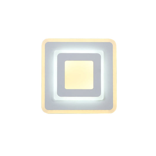 Minimal Acrylic Led Wall Sconce Light - Round/Square Energy-Saving White/Warm Lighting