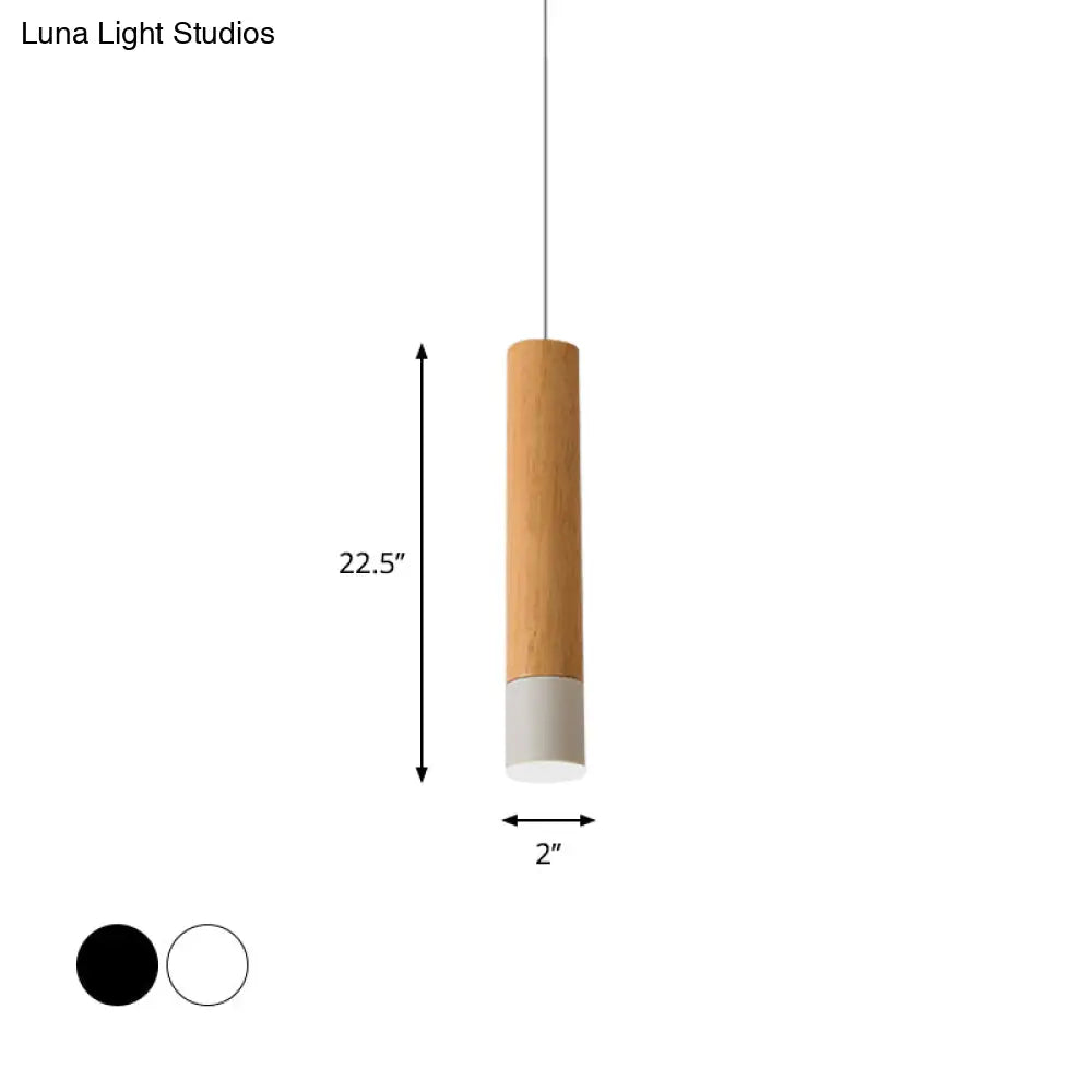 22.5/26/30 Modern Wooden Study Room Led Pendant Light With Warm/White Options
