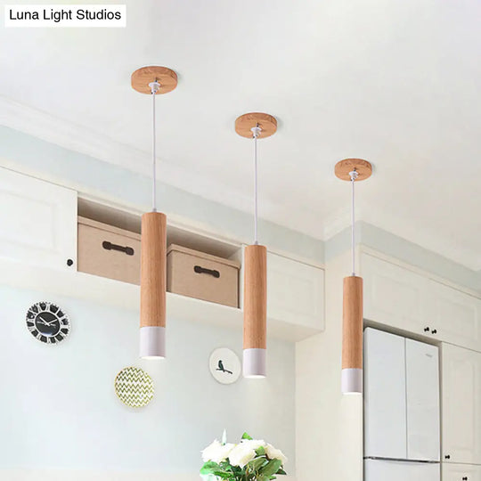 22.5/26/30 Modern Wooden Study Room Led Pendant Light With Warm/White Options