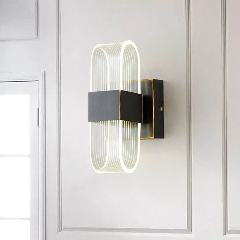 Mini Oblong Sconce Light - Simple Acrylic 1/2-Light Led Wall Mount In Black