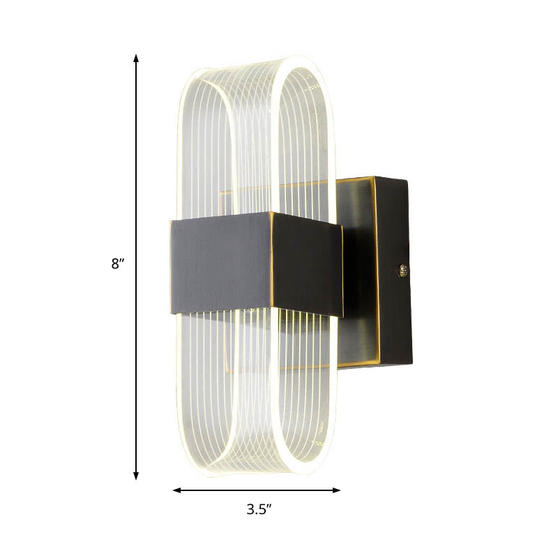 Mini Oblong Sconce Light - Simple Acrylic 1/2-Light Led Wall Mount In Black