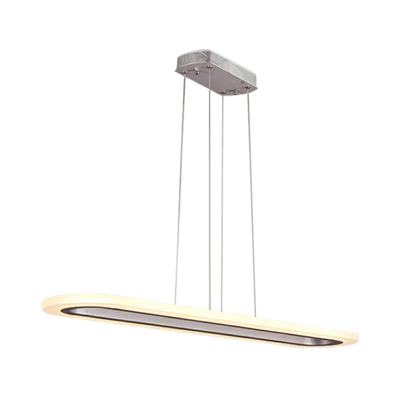 Minimalist Acrylic Silver Led Pendant Light - Single Tier Chandelier 31.5/39/47 Wide