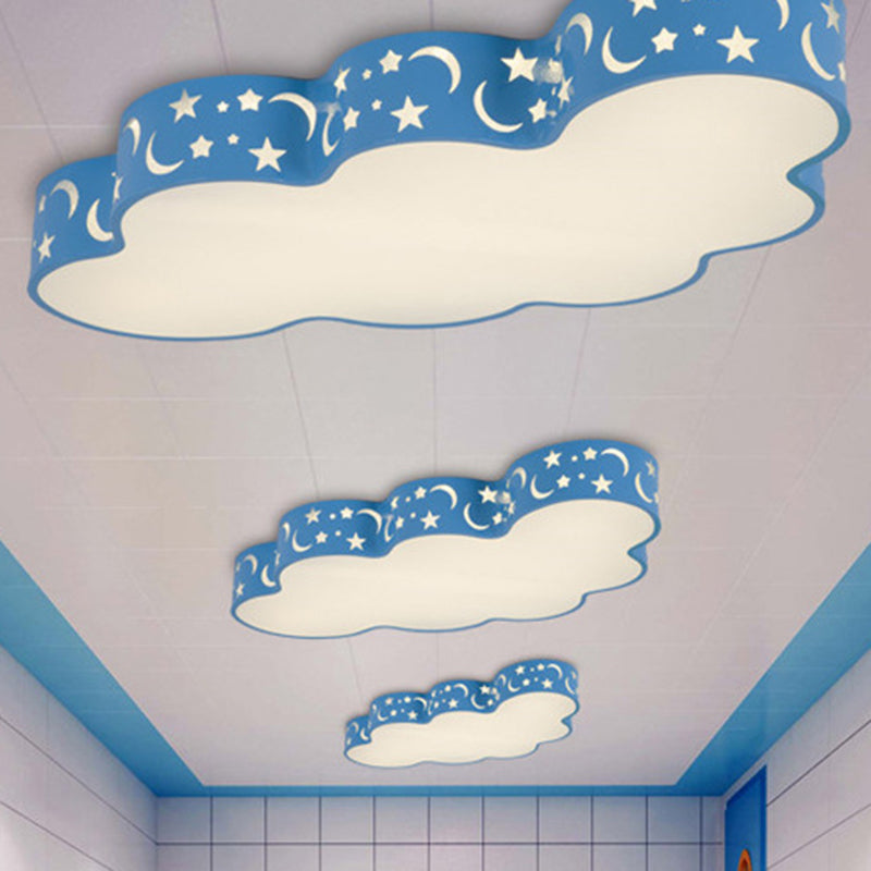 Simplicity Cloud Led Acrylic Ceiling Light For Childs Room - Flush Mount Blue / White