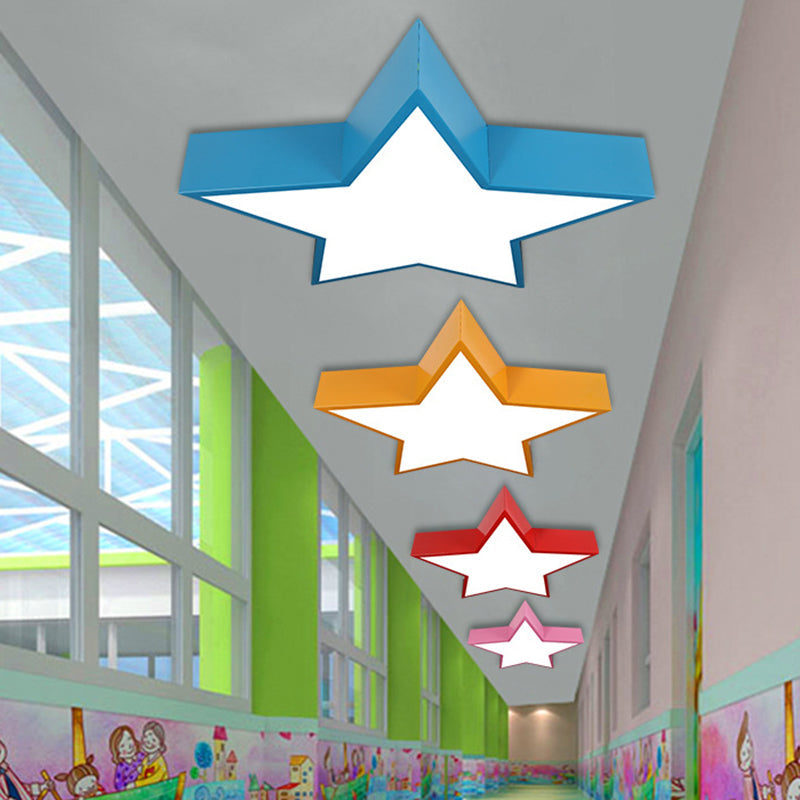 Minimalist Metallic Star Led Flush Ceiling Light For Nursery With Acrylic Shade