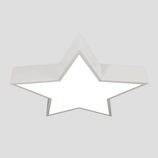 Minimalist Metallic Star Led Flush Ceiling Light For Nursery With Acrylic Shade White / Warm