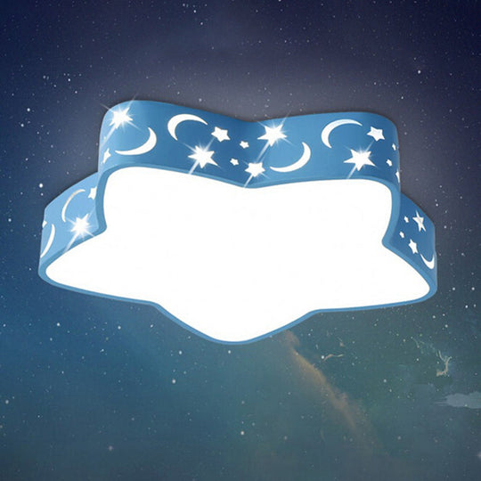 Cartoon Star Led Flush Mount Nursery Ceiling Light