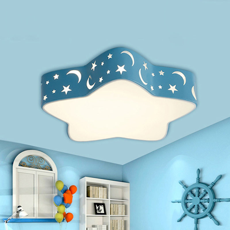 Cartoon Star Led Flush Mount Nursery Ceiling Light