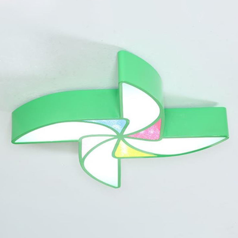 Simplicity Acrylic Pinwheel Led Nursery Ceiling Flush Mount Light Green / 18 White