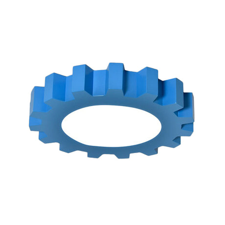 Cartoon Metallic Blue Led Flush Mount Fixture With Gear Shape - Perfect For Nursery Lighting