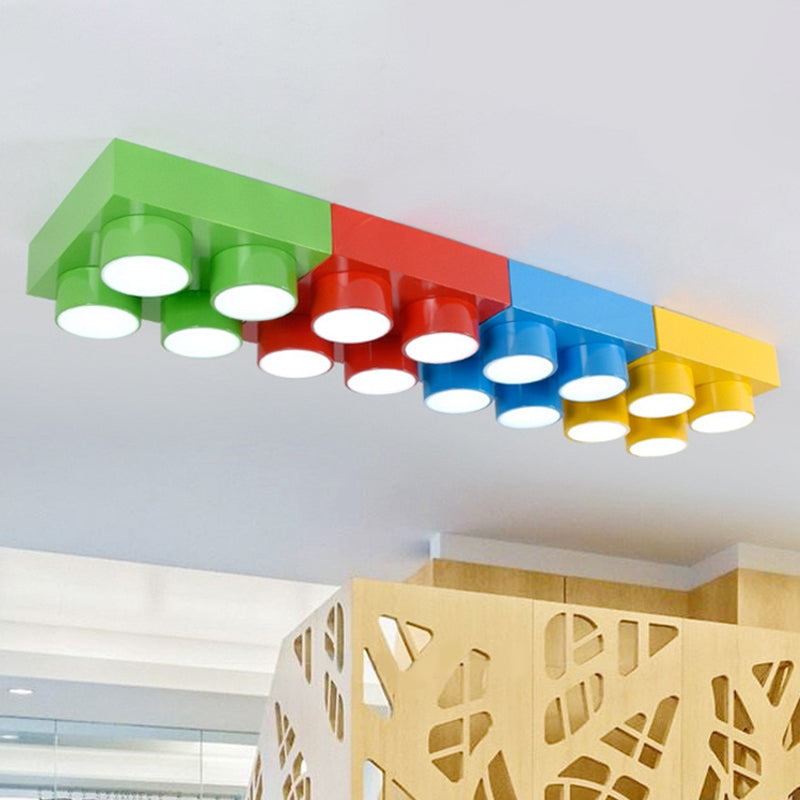 Led Flush Mount Metallic Childrens Ceiling Light For Toy Brick Kindergarten