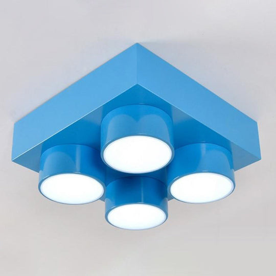 Led Flush Mount Metallic Children’s Ceiling Light For Toy Brick Kindergarten Blue / 15.5’