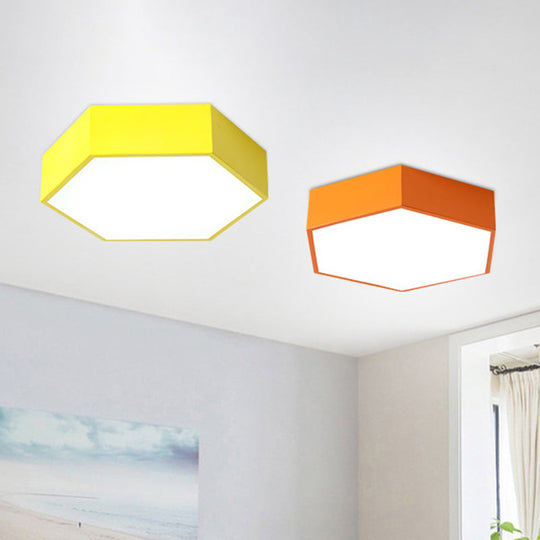 Minimalist Hexagon Led Flush Mount Ceiling Light For Nursery - Acrylic Finish