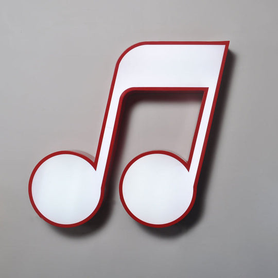 Minimalistic Metallic Led Flush Ceiling Light For Childs Room With Musical Note Design Red / Warm