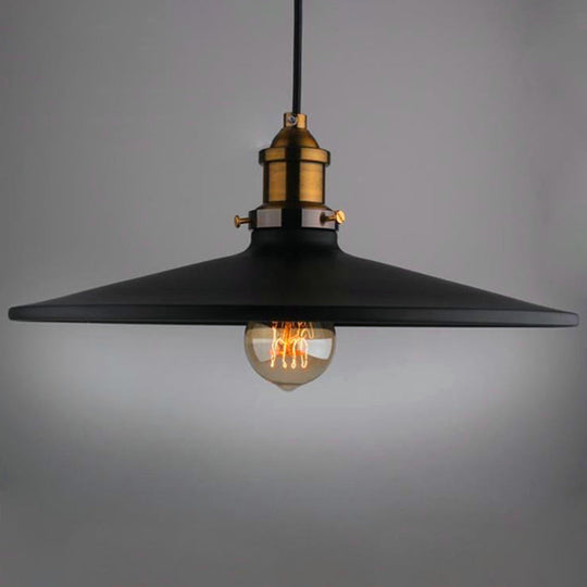 Metallic Flared Shade Pendant Light With Black Finish For Restaurants / 14