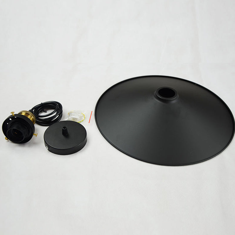 Modern Black Flared Shade Hanging Light With Metallic Finish - Restaurant Pendant Fixture (1 Bulb)