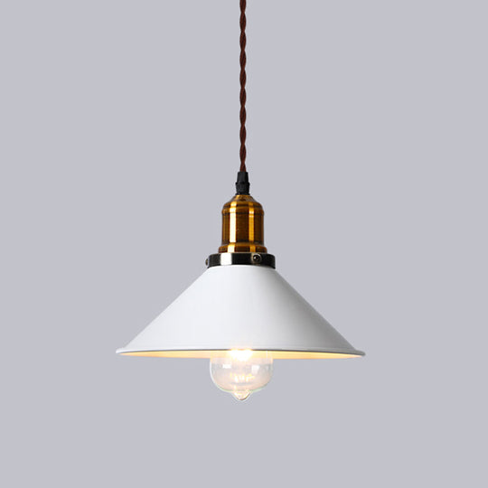 Industrial Cone Shade Ceiling Light - Metal Hanging Pendant For Restaurant White / C