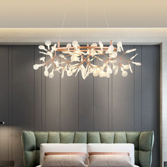 Firefly Led Ceiling Light In Rose Gold - Modern Acrylic Chandelier For Bedroom