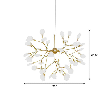 Gold Nordic Living Room Led Pendant Light - Firefly Shade Chandelier Stylish Hanging Lamp