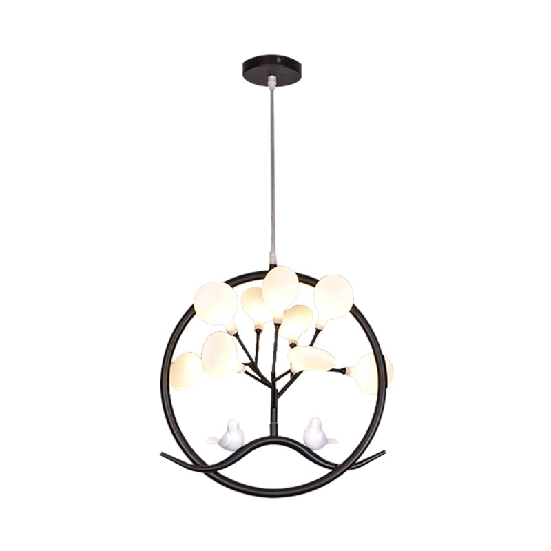 Artistic Tree Led Suspension Light In Metallic Gold With Firefly Shade - Dining Room Chandelier