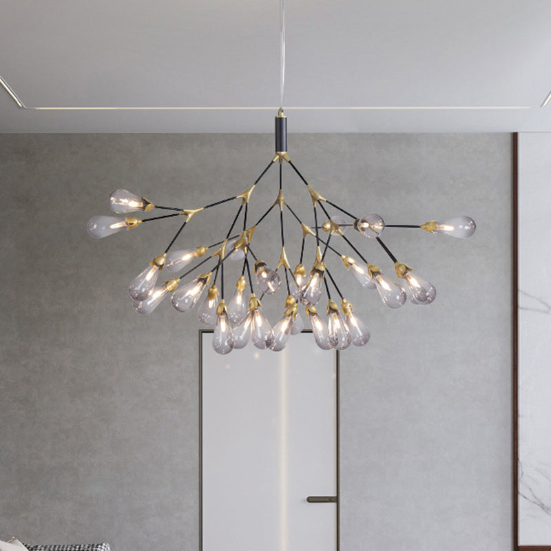 Modern Metal Branch Chandelier Pendant Light With Bulb-Shaped Glass - Minimalist Led Lighting 27 /