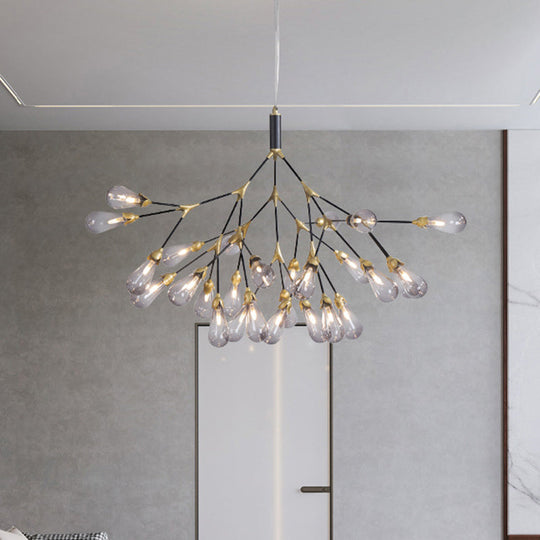 Modern Metal Branch Chandelier Pendant Light With Bulb-Shaped Glass - Minimalist Led Lighting 27 /