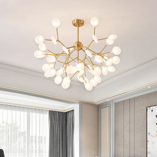 Gold Nordic Led Chandelier Pendant Light For Bedroom - Branched Firefly Design