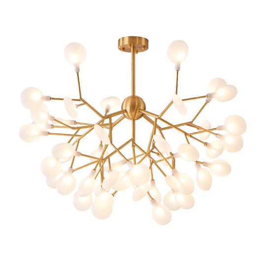 Gold Nordic Led Chandelier Pendant Light For Bedroom - Branched Firefly Design