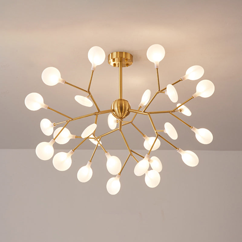 Gold Nordic Led Chandelier Pendant Light For Bedroom - Branched Firefly Design