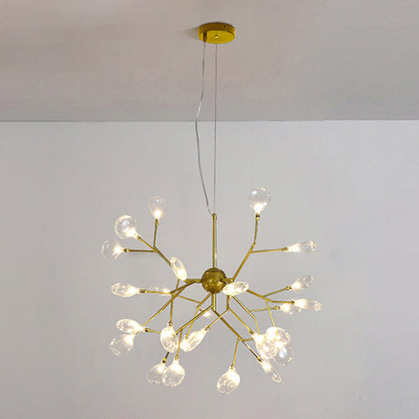 Sleek Gold Led Pendant Light: Metallic Branch Chandelier For Living Room 27 /