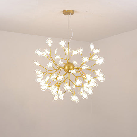 Minimalist Led Bedroom Chandelier - Sputnik Firefly Suspension Light With Acrylic Features 63 / Gold