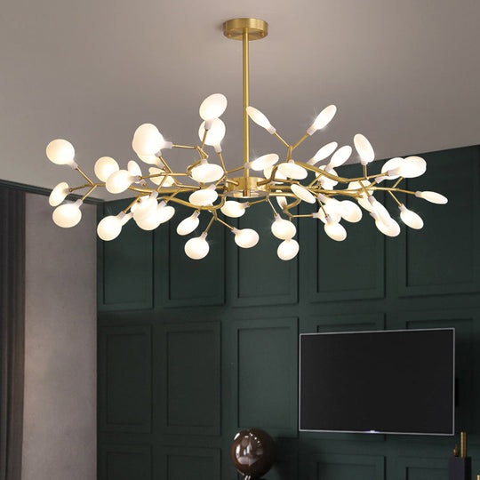 Led Tree Branch Ceiling Light: Postmodern Metallic Chandelier For Living Room