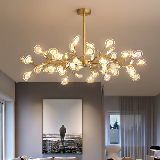 Led Tree Branch Ceiling Light: Postmodern Metallic Chandelier For Living Room