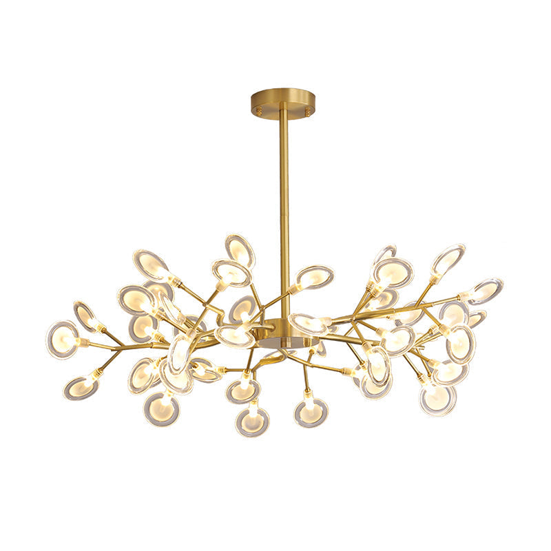 Led Tree Branch Ceiling Light: Postmodern Metallic Chandelier For Living Room