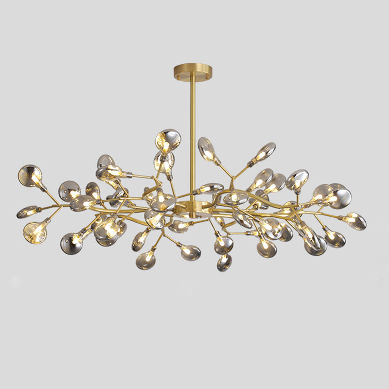 Led Tree Branch Ceiling Light: Postmodern Metallic Chandelier For Living Room 54 / Brass C