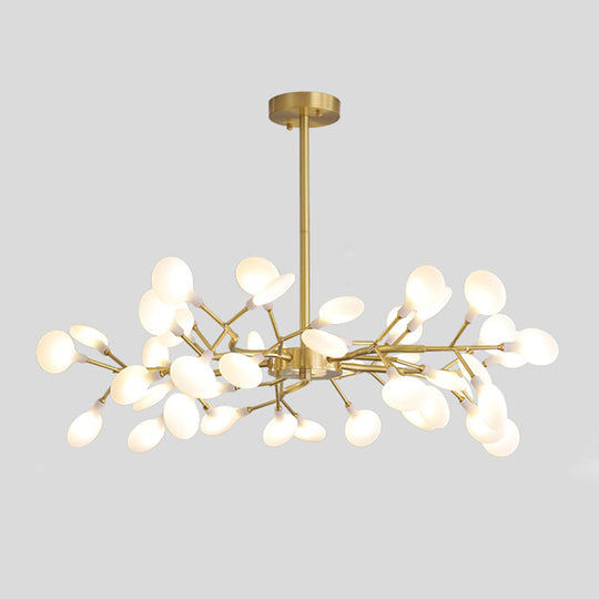 Led Tree Branch Ceiling Light: Postmodern Metallic Chandelier For Living Room 45 / Brass B