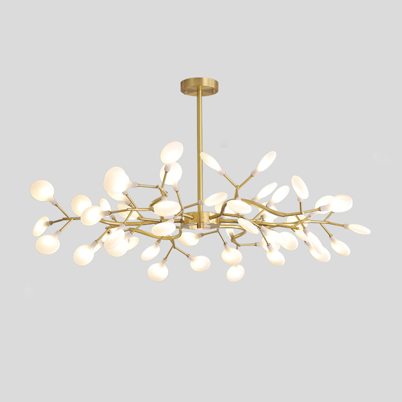 Led Tree Branch Ceiling Light: Postmodern Metallic Chandelier For Living Room 54 / Brass B