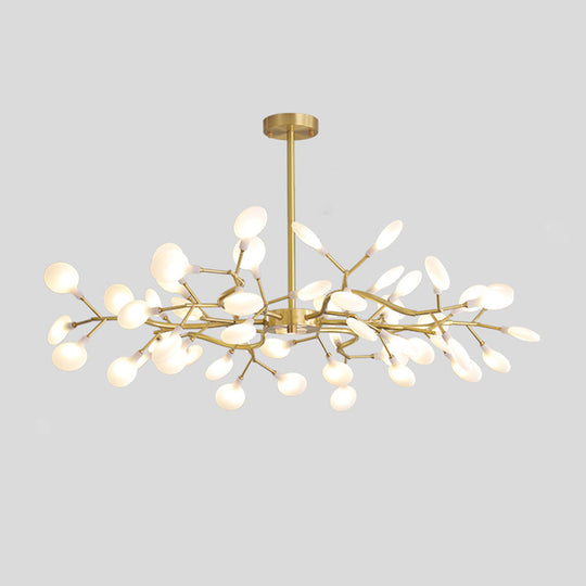 Led Tree Branch Ceiling Light: Postmodern Metallic Chandelier For Living Room 54 / Brass B