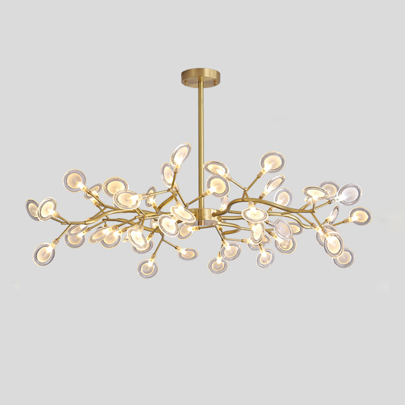 Led Tree Branch Ceiling Light: Postmodern Metallic Chandelier For Living Room 54 / Brass A