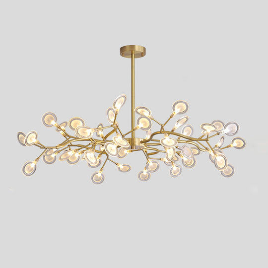 Led Tree Branch Ceiling Light: Postmodern Metallic Chandelier For Living Room 54 / Brass A