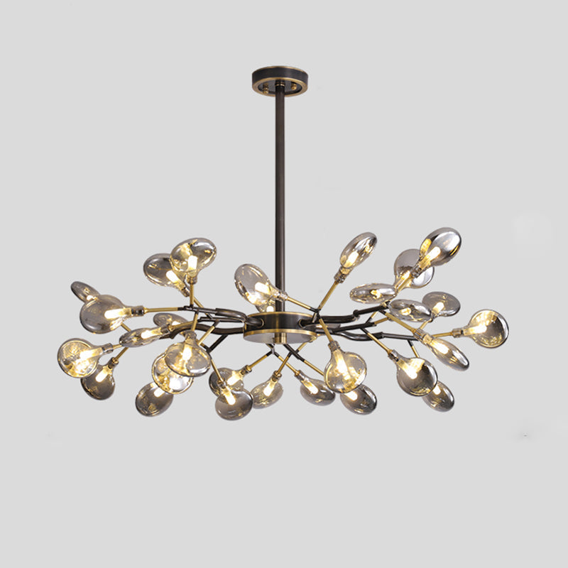 Led Tree Branch Ceiling Light: Postmodern Metallic Chandelier For Living Room 30 / Black C