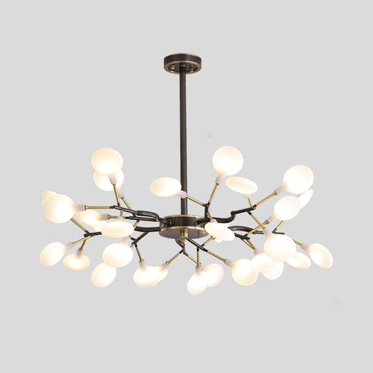 Led Tree Branch Ceiling Light: Postmodern Metallic Chandelier For Living Room 30 / Black B