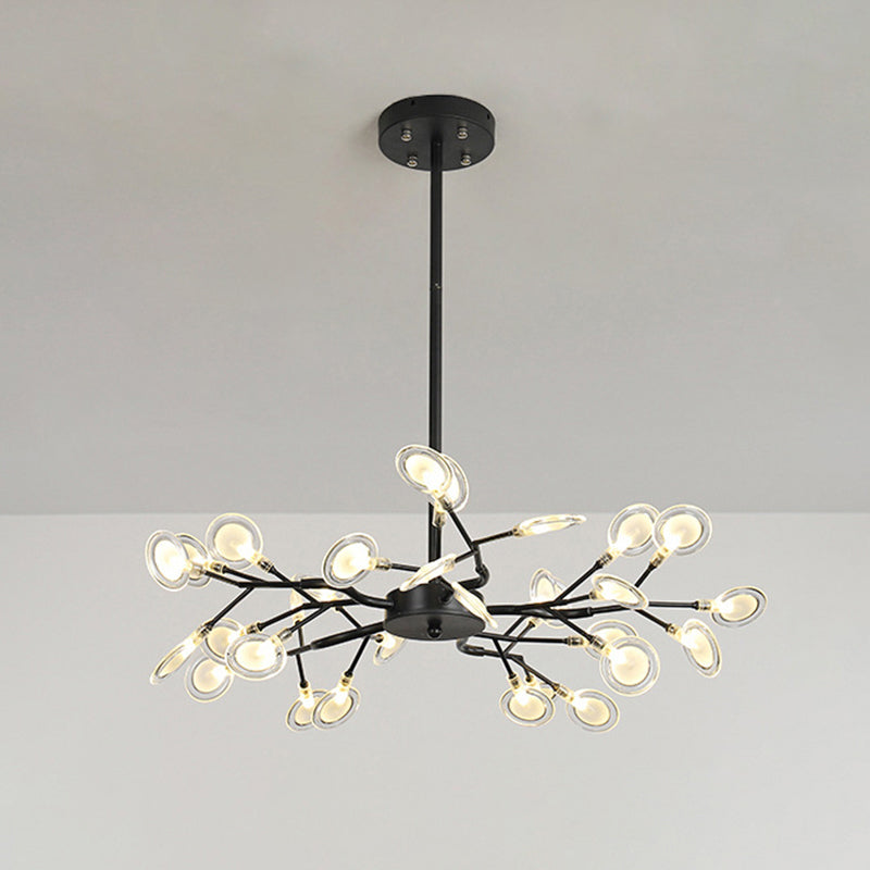 Modern Firefly Chandelier Pendant Light - Acrylic Led Lighting For Living Room 30 / Black
