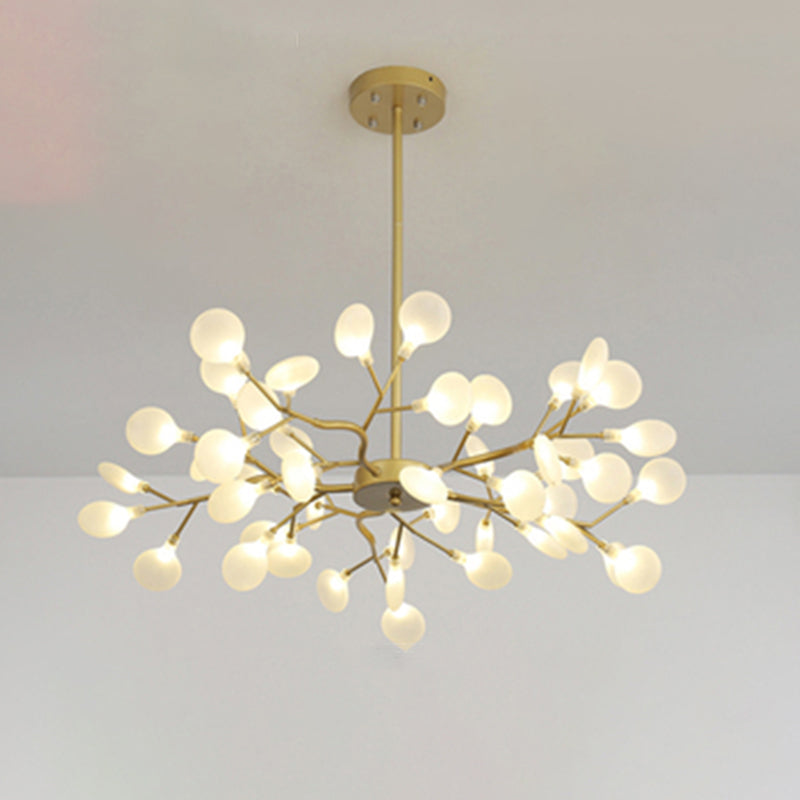 Metallic Branch Chandelier Light Simplicity Led Pendant Fixture For Living Room 45 / Gold A