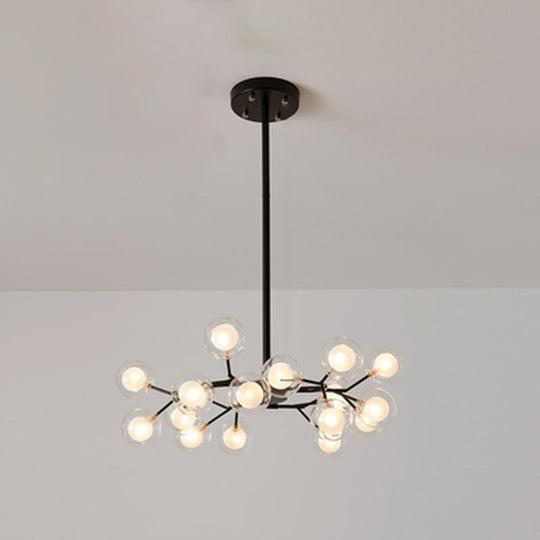 Metallic Branch Chandelier Light Simplicity Led Pendant Fixture For Living Room 18 / Black B