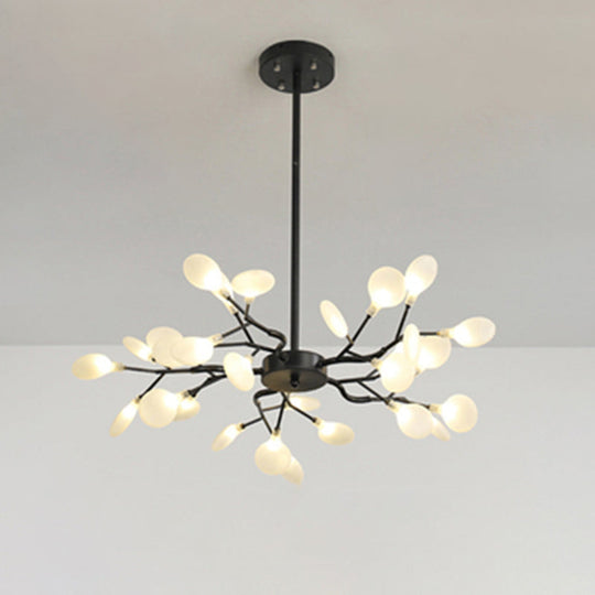 Metallic Branch Chandelier Light Simplicity Led Pendant Fixture For Living Room 30 / Black A