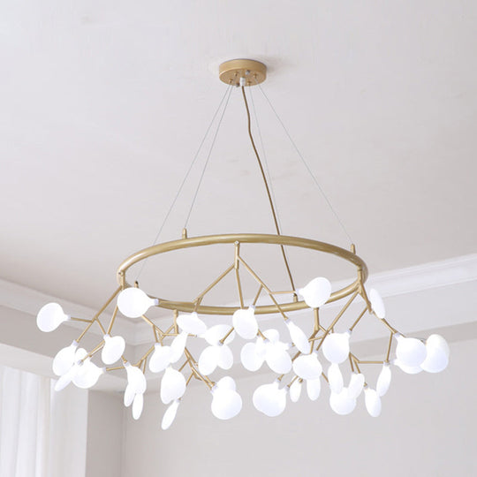 Modern Sputnik Firefly Chandelier - Minimalist Acrylic Led Pendant Light For Living Room Cream