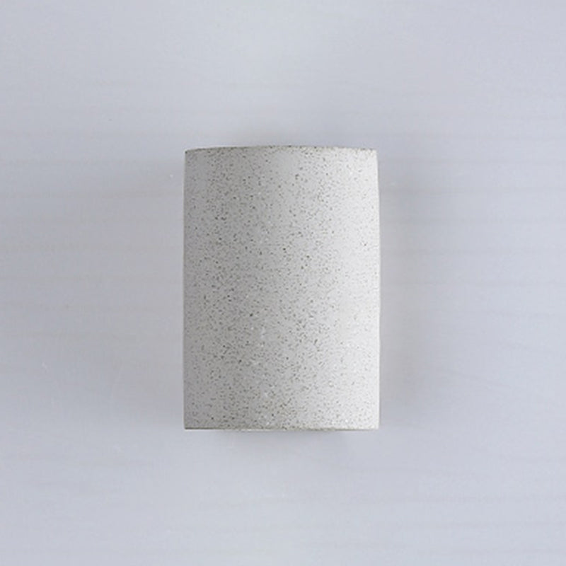 Minimalistic Led Wall Light: Half Cylinder Living Room Sconce With Cement Fixture Light Gray