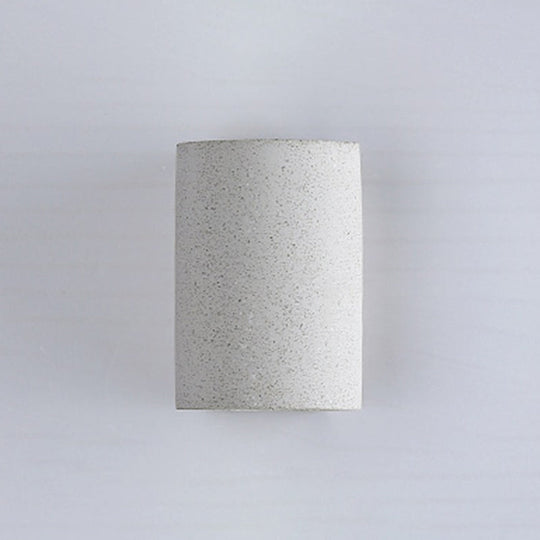 Minimalistic Led Wall Light: Half Cylinder Living Room Sconce With Cement Fixture Light Gray