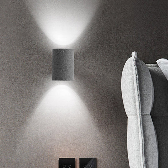 Minimalistic Led Wall Light: Half Cylinder Living Room Sconce With Cement Fixture