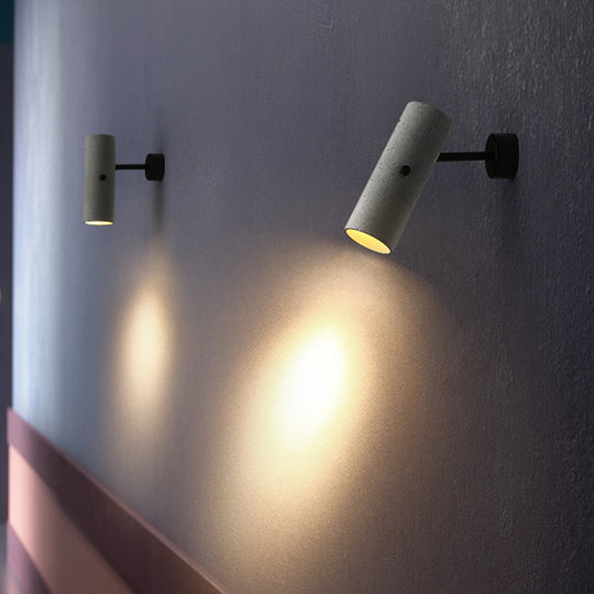 Minimalistic Grey Led Wall Spotlight With Cylindrical Shade